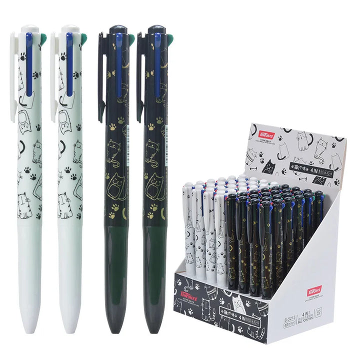 Stylo à bille 4 couleurs - Lot de 2 pièces - Fournitures scolaires et de bureau CatNShop