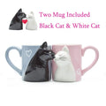 Set de 2 tasses 3D en céramique avec motif chats pour couple - Cadeau Saint Valentin