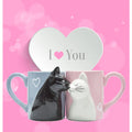 Set de 2 tasses 3D en céramique avec motif chats pour couple - Cadeau Saint Valentin