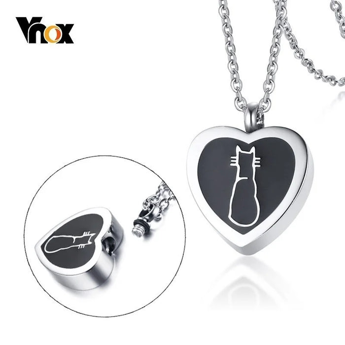 Collier pendentif cœur ouvrable Vnox en acier inoxydable pour souvenir animal de compagnie