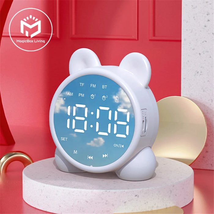 Réveil miroir Bluetooth enfant chat LED numérique