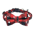 Collier détachable pour chat avec nœud papillon et cloche - Plaid de Noël rouge élastique réglable