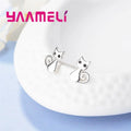 Boucles d'oreilles chat en argent 925 avec zircone cubique