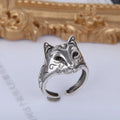 Anneaux Ouverts Vintage en Argent Visage Chat et Renard