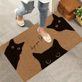 Paillasson de bienvenue en polyester pour chat noir, lavable en machine, imprimé