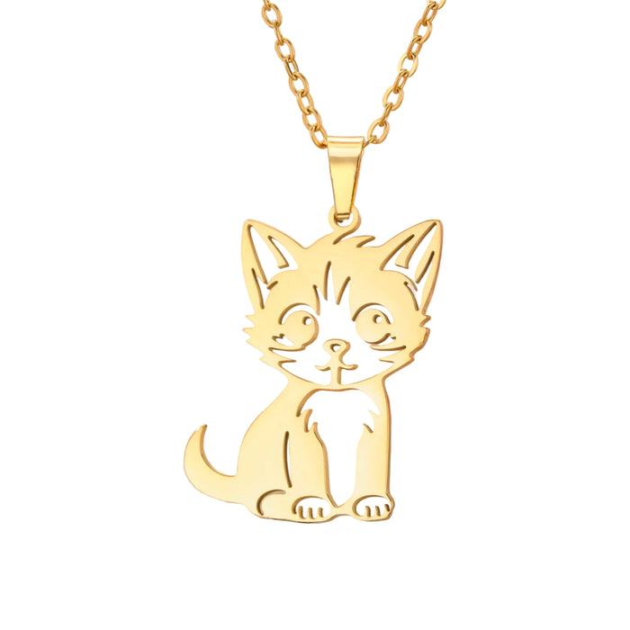 Collier en acier inoxydable petit chat