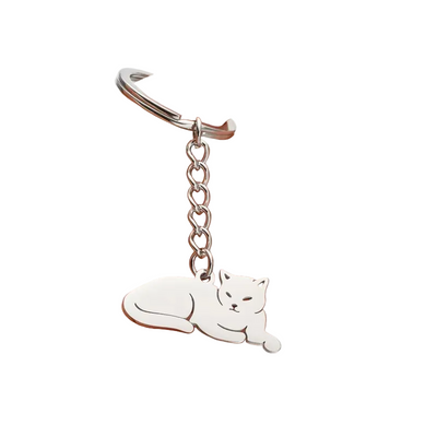 Porte-clés créatif Chat en acier inoxydable