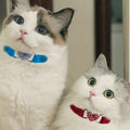 Collier pour chat en forme de cœur avec cloche - Collier de sécurité réglable en velours doux avec cristaux