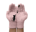 Gants en laine avec motif chat - Chauds et confortables