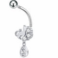 Boucle d'ombilic en argent chat avec zircon
