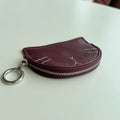 Petit porte-monnaie en cuir de mouton avec motif chat - Compact et grande capacité