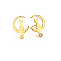 Boucles d'oreilles en acier inoxydable chat et lune