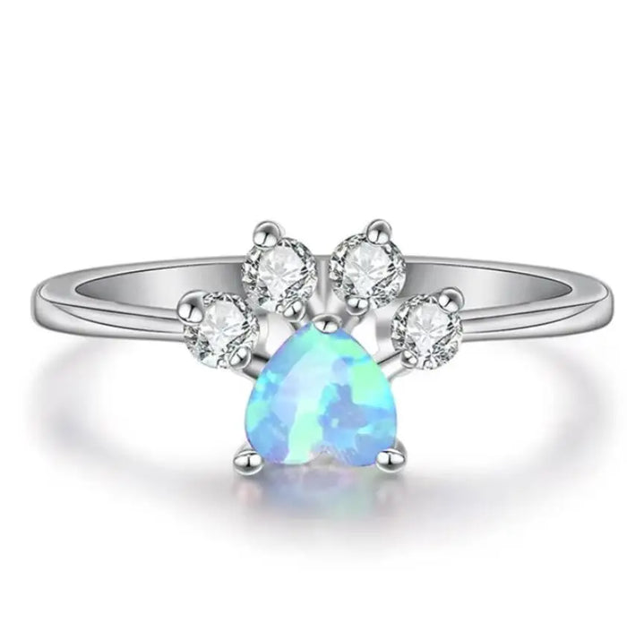 Bague Vintage en Opale avec Cœur et Cristaux