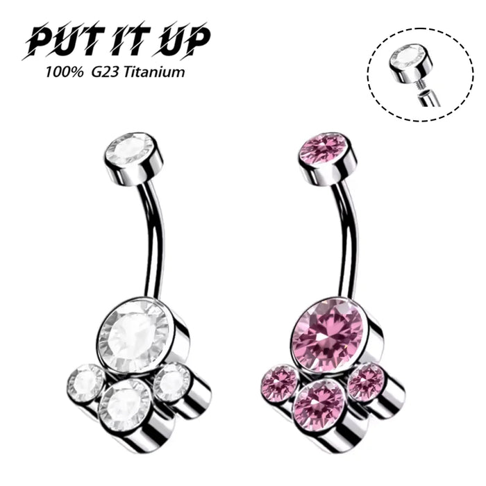 Piercing nombril en titane avec zircon - Design élégant