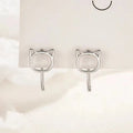 Boucles d'oreilles en forme de chat en argent