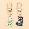 Interrupteur porte-clés chat fleurs pour femme lot de 2