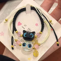 Bracelets porte-bonheur FU bleu grand œil chat noir - Ensemble tressé pour couples