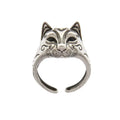 Anneau vintage visage de chat renard en argent pour hommes et femmes - CatNShop