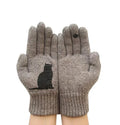 Gants en cachemire épais chat dessin animé pour hommes et femmes - Hiver chaud et froid