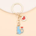Porte-clés Chat Kawaii Émail Coeur - Accessoire Bijoux pour Femmes et Hommes