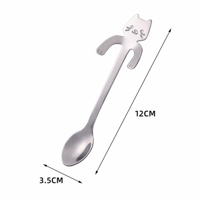 Cuillère en acier inoxydable en forme de chat