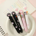 Stylo à bille Patte de Chaton 10 en 1 - 1 pièce, encre colorée - Fournitures scolaires Kawaii pour enfants