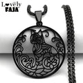 Collier pendentif chat en acier inoxydable - Style hip-hop fleur noire - Unisexe