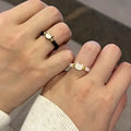 Ensemble de bagues élastiques en pierre de lune - Mini chat fait main pour Couples