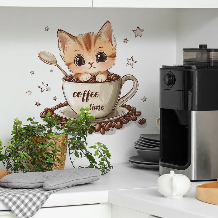 Sticker mural chat pour décoration de cuisine
