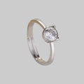 Bague ouverte en acier inoxydable motif chat pour femme