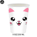 Décoration de fête d'anniversaire chat mignon - Bannière, assiettes et tasses en papier