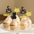 24 pièces Cupcake Toppers Chat pour Anniversaire