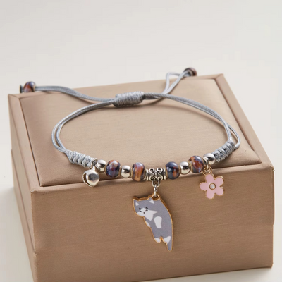 Bracelet en émail Chat Fleuri