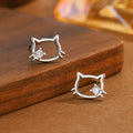 Boucles d'oreilles chat mignon en argent sterling 925 - Uini Tail