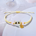 Bracelets en perles de chat noir à grands yeux
