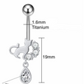Boucle d'ombilic en argent chat avec zircon