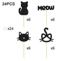 24 Pièces Cupcake Toppers Chat - Décoration Gâteau Anniversaire Thème Chaton
