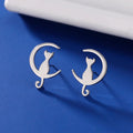 Skyrim – Boucles d'oreilles lune chat en acier inoxydable pour femmes et filles