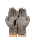 Gants en laine avec motif chat - Chauds et confortables