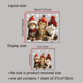 Autocollant Mural Chat avec Chapeau de Noël - Décoration Adhésive pour Fenêtre et Mur