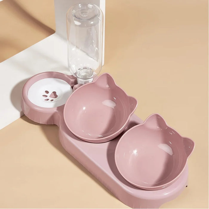 Gamelle 3-en-1 pour chat avec réservoir d'eau