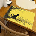 Napperon imprimé chat noir - Décor de table en lin pour fête d'anniversaire
