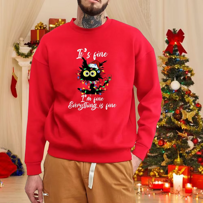 Sweatshirt Noël avec imprimé chat