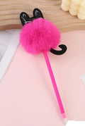 Stylo à bille peluche chat avec pompon