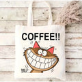Sac de courses en toile café chat - Grand sac à main rectangulaire pour shopping et voyages