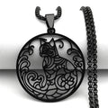 Collier pendentif chat en acier inoxydable - Style hip-hop fleur noire - Unisexe