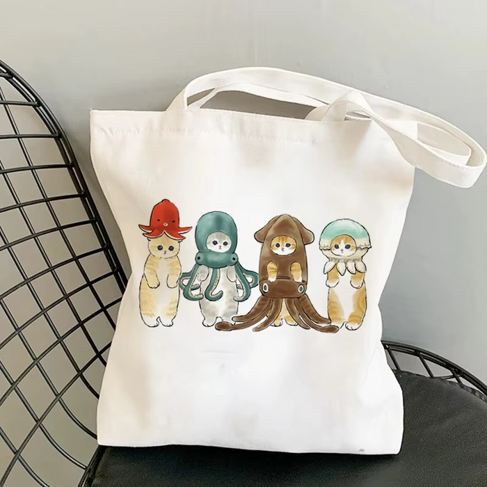 Sac tote avec motif chaton en toile