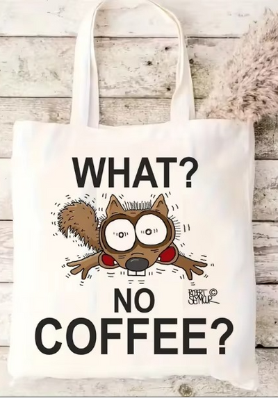 Sac en toile Koffie Kat grand format pour le shopping
