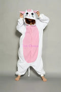 Kigurumi Onesie Chat Noir et Blanc en Flanelle - Costume Animal pour Adultes