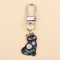Porte-clés fleurs élégant en métal